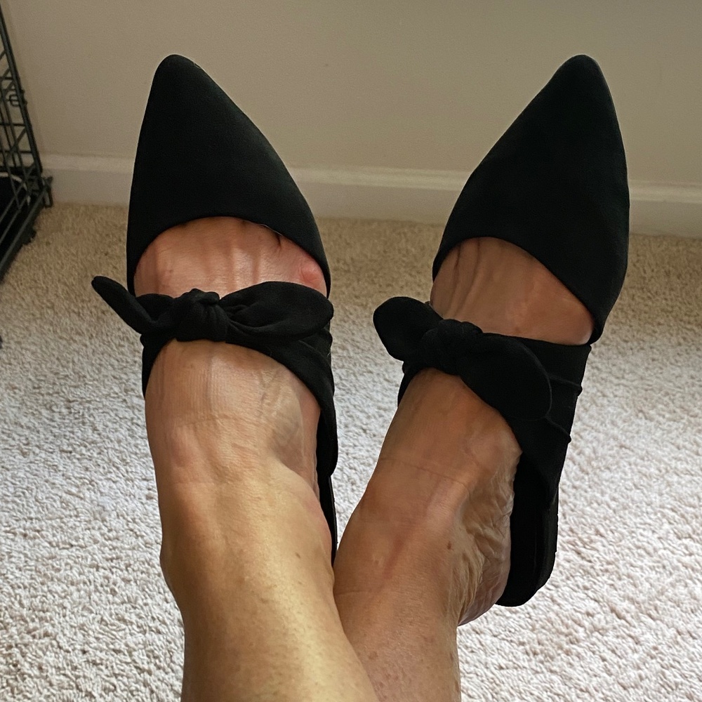 Born in California Black slip on shoes with tie detail, sz. 7 1/2.  NWOT